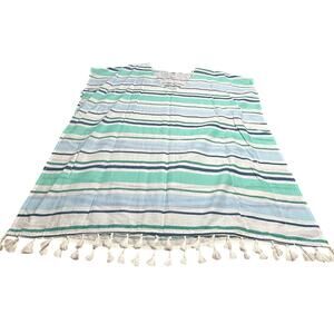 Kona Sol Blue and Green Striped Cover-Up